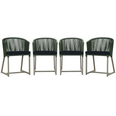Imagem de 4 Cadeiras De Jantar Noronha Fendi Corda Náutica E12 Trama Verde