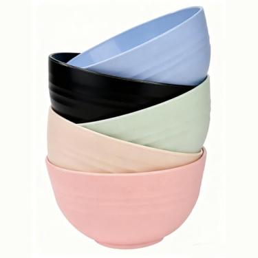 Imagem de ZQtyf Tigela de cereal inquebrável, conjunto de 5 tigelas reutilizáveis de 15 cm - segura para micro-ondas e lava-louças, perfeita para salada, sopa e sobremesas de aveia de arroz - livre de BPA
