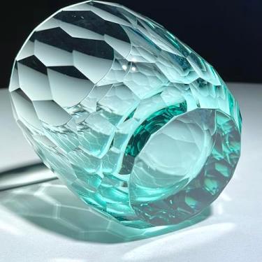 Imagem de suigetsu Copo de uísque de cristal, corte diamante preto, 325 ml, vidro antigo estilo japonês para coquetéis (floresta verde)