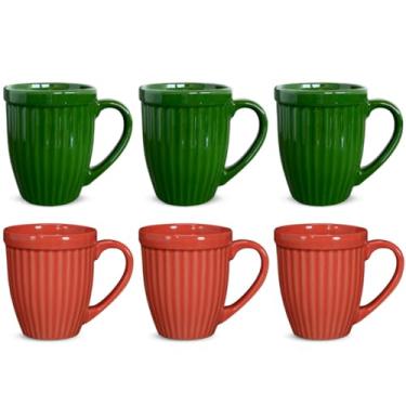 Imagem de Jogo de Xicara, Kit 6 Canecas Xicaras de Ceramica Mesa Posta Linha Italia Colors 12 Cores Disponiveis 390ml(NATAL,2ª LINHA OUTLET)