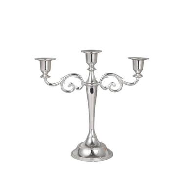 Imagem de Centro de Mesa Castiçal de metal retrô com cinco cabeças para mesa jantar casamento, festa Natal, decoração casa para Jantar(Silver)