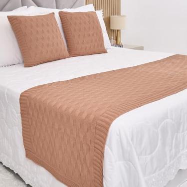 Imagem de Manta Casal, Peseira Manta Tricot Cama Casa Efeito 3d - Somente a Peseira(Nude,Casal)