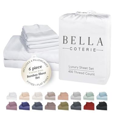 Imagem de Bella Coterie Conjunto de lençóis King Size de viscose de bambu luxuoso de 6 peças | 100% orgânico | Resfriamento para pessoas com sono quente | Bolso profundo de 45,7 cm | Macio e hipoalergênico | 4