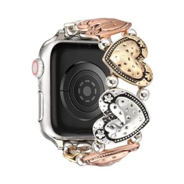 Imagem de Fivoilin Pulseira feminina de contas compatível com Apple Watch séries 11, 10, 9, 8, 7, 6, 5, 4, 3, 2, 1, SE 3, Ultra, 2 e 3, multi