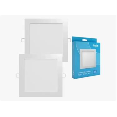 Imagem de 2 Luminária LED 18w 6500k Elgin Quadrada de Embutir Bivolt Luz Branca Fria