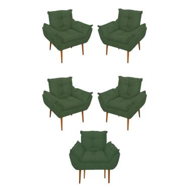 Imagem de Kit 05 Poltrona Opala Sofá Sala, Quarto, Escritório Suede Cor:verde