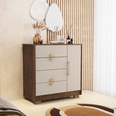 Imagem de Cômoda Sapateira Ilha Bela 4 Gavetas 1 Porta Imbuia/fendi - Vila Rica