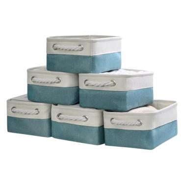 Imagem de TcaFmac Cesta de organização e armazenamento para presentes vazia - 30,5 x 20,3 x 13,2 cm, pacote com 6, cesta dobrável para organização, caixas de armazenamento de tecido para prateleiras de livros