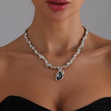 Imagem de Colar grosso para mulheres, colar de ouro grosso, colar de declaração para mulheres, joias grossas, presentes de Natal, presentes de amizade para mulheres, dia dos namorados, Medium, Latão, Sem Pedra