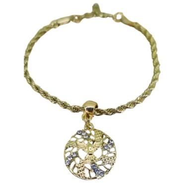 Imagem de Pulseira Tornozeleira Proteção Divina Cordão Dourado