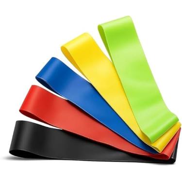 Imagem de Kit 5 Mini Band Elástico Para Exercícios Em Casa. Kit Com 5 Unidades Com Pesos Distintos.