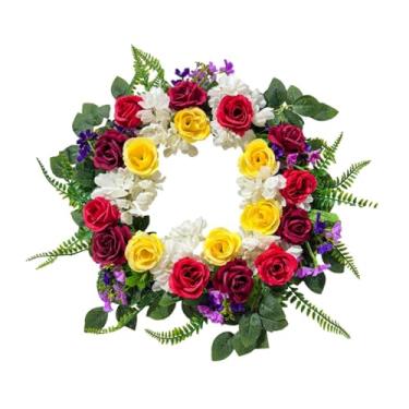 Imagem de UGPLM Grinalda de Rosa Artificial para Guirlanda de Flores Da Frente para Quartos de Varandas