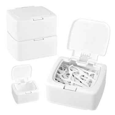 Imagem de Suporte de palheta de fio dental e suporte Qtip com abertura de um toque, fácil de recarregar, estojo de armazenamento compacto, cotonetes de algodão armazenáveis, bolas, almofadas, para casa ou
