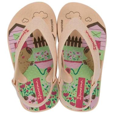 Imagem de Chinelo Infantil Menina Dia a Dia Elastico Ipanema Kids, Bege, Verde, 