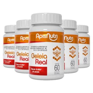 Imagem de Kit 5 Geleia Real Apisnutri 60 Cápsulas