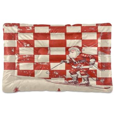 Imagem de SEHANY Cama de Natal para cães de Papai Noel, cama de gato com fundo antiderrapante, cama de canil, colchão macio para animais de estimação, lavável para cães pequenos, médios e grandes, gatos, 91 x