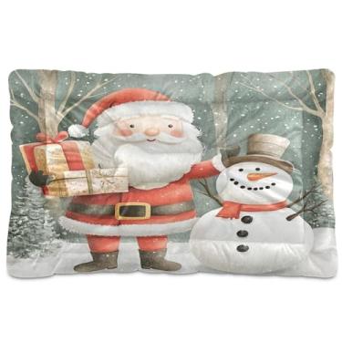 Imagem de SEHANY Cama de Natal para cães de Papai Noel, cama de gato com fundo antiderrapante, cama de canil, colchão macio para animais de estimação, lavável para cães pequenos, médios e grandes, gatos, 45,7 x