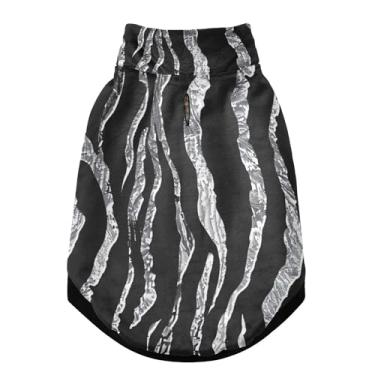 Imagem de SEHANY Casaco de cachorro preto com listras de zebra para cães pequenos, superquente à prova de vento, jaqueta de inverno macia e aconchegante para clima de neve fria com coleira para animais de