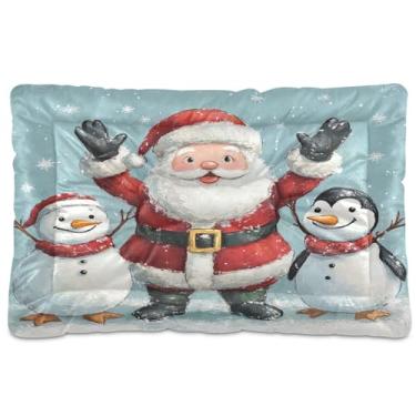 Imagem de SEHANY Cama de Natal para cães de Papai Noel, cama de gato com fundo antiderrapante, cama de canil, colchão macio para animais de estimação, lavável para cães pequenos, médios e grandes, gatos, 45,7 x