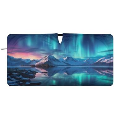 Imagem de Blueangle Protetor solar para para-brisas Aurora Boreal Winter - 149.9 cm x 76.2 cm dobrável carro janela frontal blocos de proteção solar raios UV viseira de sol (161)