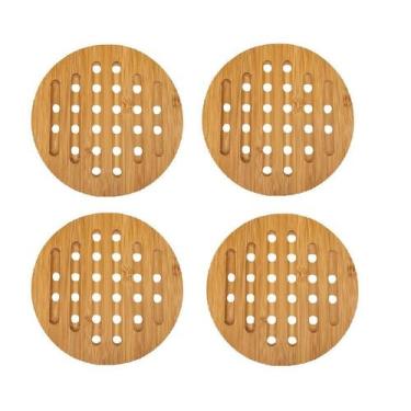 Imagem de Descanso de Panela Redondo Ecokitchen 15cm  Bambu  BM19138 - Mimo