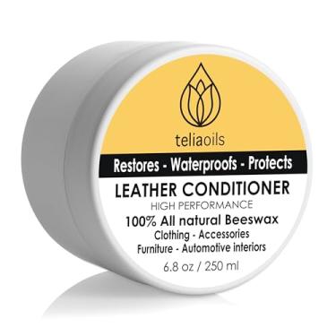 Imagem de Teliaoils Condicionador de couro - Bálsamo reparador de couro transparente natural - Restaurador de pomada de couro à prova d'água, amaciante e protetor - para estofados, móveis, sapatos, sofá e mais