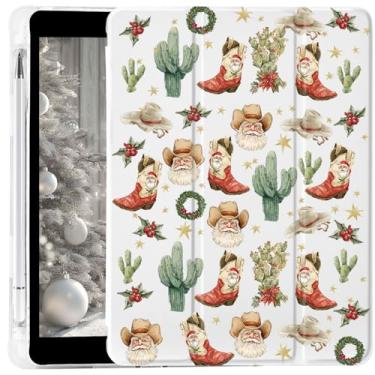 Imagem de CozyNestCY Capa elegante de Papai Noel de Natal para iPad 10,9 polegadas 10Th Cool West Cowboy Capa para Ipad Auto Sleep/Wake Antiderrapante à Prova de Choque Capa de Silicone Macio Estética e Suporte