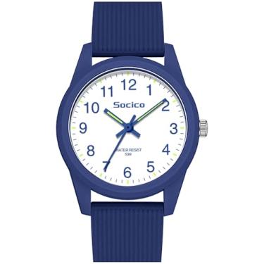 Imagem de SOCICO Relógio analógico infantil para meninos e meninas, fácil de ler, relógio de aprendizagem, à prova d'água, 50 m, pulseira macia para crianças de 4 a 12 anos, ótimo presente para crianças, Azul