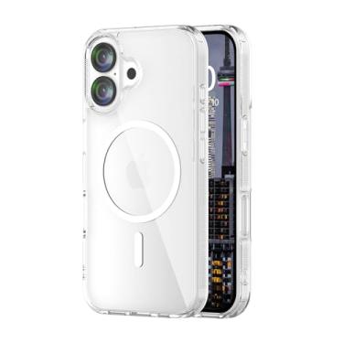 Imagem de Bigger Capa para iPhone 16 Plus compatível com MagSafe, moldura fosca antiderrapante, capa magnética à prova de quedas para iPhone 16 Plus, transparente