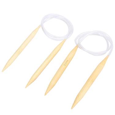 Imagem de Phefop Conjunto de 2 Peças de Agulhas de tricô Circulares, Agulhas de Bambu Intercambiáveis ​​com Mangas de Plástico Macias para Suéteres, Meias, Cobertores, Ferramentas Ergonômicas de tricô Leves
