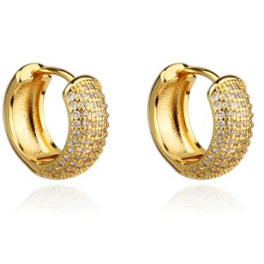 Imagem de LOMISS BRINCO ARGOLA FOLHEADO A OURO 18K ZIRCÔNIA CRAVEJADA (Dourado, MÉDIO)