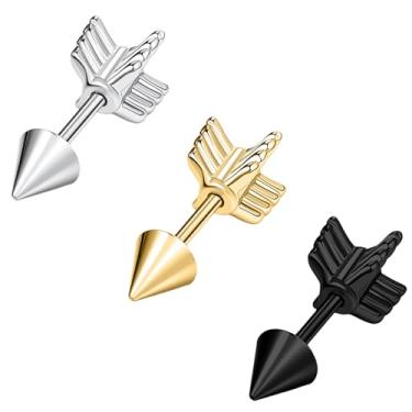 Imagem de ZS Brincos de barra curta 16G 6 mm - 3 cores aço inoxidável hipoalergênico cartilagem piercing barra para hélice, tragus, lóbulo - 3 peças com discos de silicone, Aço inoxidável, Sem Pedra Preciosa