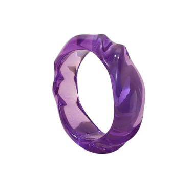 Imagem de MMIUAEG Pulseira feminina de resina com design ondulado transparente boho colorido para mulheres irregular geométrica pulseira de declaração para férias, One Size, Acrílico, Sem Pedra Preciosa