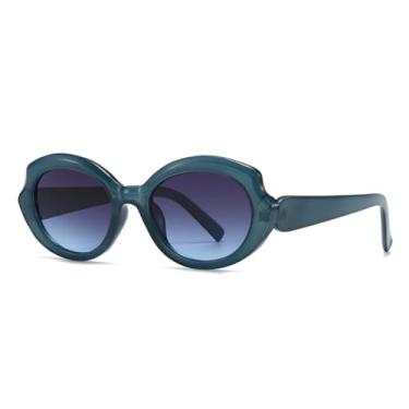 Imagem de Óculos de sol vintage femininos para homens, óculos de sol punk de luxo, armação grande e popular, óculos de sol para dirigir ao ar livre, UV400 (azul e cinza)