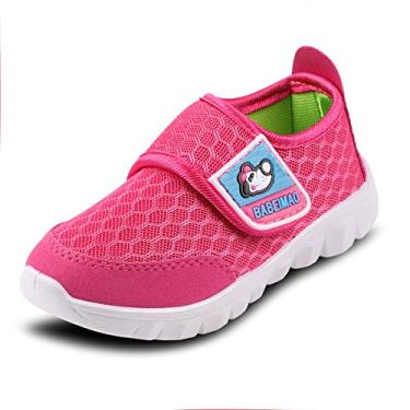 Imagem de XIPAI Tênis infantil infantil casual leve para caminhada, atlético, para meninos e meninas, com alça de malha, rosa, 5 Toddler