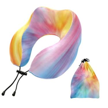 Imagem de CEBUGI Travesseiros de viagem portáteis em forma de U, travesseiro de pescoço de espuma viscoelástica com trava de corda ajustável para avião, viagem, trem, negócios, escritório, soneca (fundo