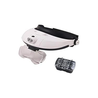 Imagem de uhyOHF Lupas dentárias, lupa iluminada para montagem na cabeça, lupa de leitura de faixa de cabeça com 5 lentes, lupa dentária com reparo leve de joias para hobbies, leitura, lupa de joias (