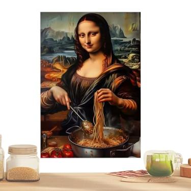 Imagem de Arte De Parede Em Tela,30x40 cm Mona Lisa Humorística | Decoracao Divertida Para Cozinha E Sala De Jantar - Para Quarto Sala De Estar Apartamento Restaurante Hotel Datas Festivas