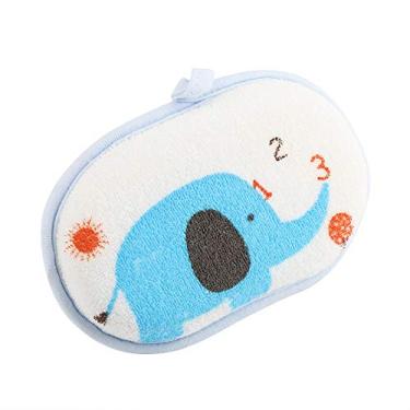 Imagem de Zerodis Escova de Banho de Algodão do Elefante do bebê, Esponja Infantil Chuveiro da Criança, Esfregando a Esponja Banho Acessório Purificador da Toalha (Elefante Azul)