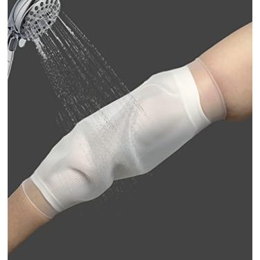 Imagem de UMTEC Capa protetora de bandagem à prova d'água para chuveiro de quimioterapia, manga de elenco de cotovelo no meio do braço, (L)