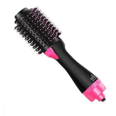 Imagem de Escova Modeladora Secadora de Cabelo 3 em 1, Preto e Rosa, 1000W, 110V, Tecnologia de Íons Negativos, Rotação 360 Graus