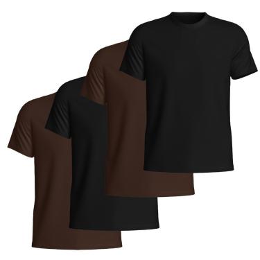 Imagem de Kit 4 Camisetas Basicas Gola Redonda Lisa Camisa Masculina de Algodão-Masculino