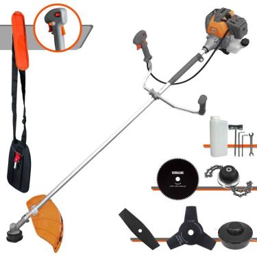 Imagem de Roçadeira Tekna RL430-P 2T 43cc 10.000rpm 1,7HP de Potência Completa Com Carretel e Faca 3 Pontas + Faca 2 Pontas + Faca 80 Dentes + Trimmer