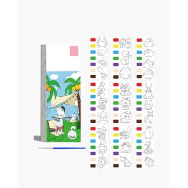 Imagem de Livro de colorir com 12 folhas de artesanato com água, caderno de pintura em aquarela com um pincel LCC2445-03