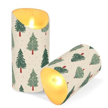 Imagem de ATTX Pacote com 2 velas de árvore de Natal sem chamas – Velas LED de 7,6 cm x 15 cm com controle remoto e temporizador para casa, casamento, decoração de acampamento #195