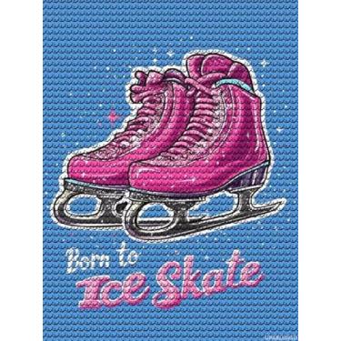 Imagem de UPABLUNSO Born to Ice Skate Kits de pintura de arte de diamante para adultos 5D broca redonda completa pedras preciosas artes pontos de cristal decoração de parede para casa 30,5 x 40,6 cm
