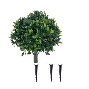 Imagem de Generic Árvores de Bola de Topiária de Buxo Artificial, Conjunto de 2 Plantas Falsas Uv Com Ponta de para Decoração de Jardim Interno e Externo