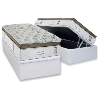 Imagem de Cama Box Baú Solteiro: Colchão Molas Ensacadas Herval Imperatore Eco Bamboo + Base Crc Linhão White (88x188)