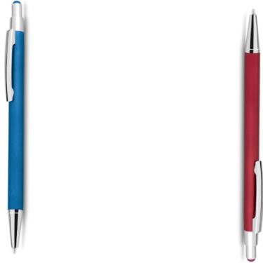 Imagem de Genérico Caneta Esferográfica Azul, Corpo em Papel Reciclado, com Ponta Touch Emborrachada, Escrita Geral, Kit com 2 Unidades (Cinza e Prata 2)