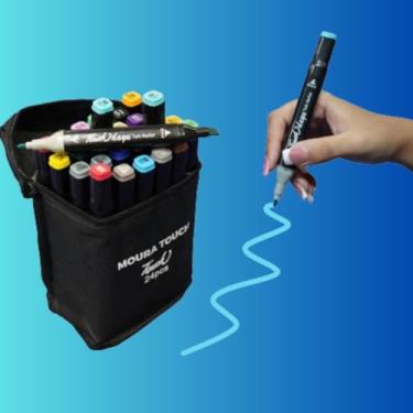 Imagem de Canetinhas Coloridas24 48 60 Cores - Ponta Dupla, Secagem Rápida, Não Tóxicas, Estojo Prático, Ideal para Desenhos, Artesanato, Arquitetura e Estudos - Qualidade e Versatilidade! (24)